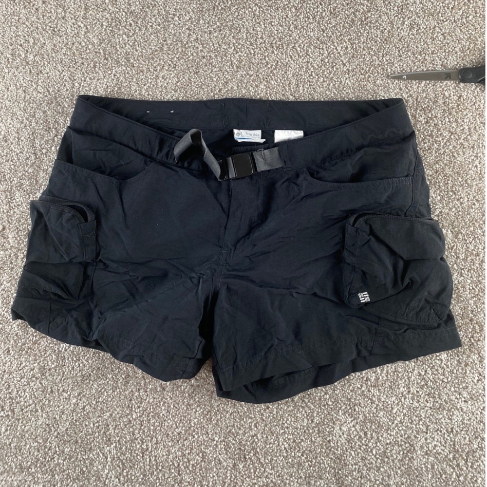 Columbia Womens Black Cargo Hiking Camp Work Shorts Belted AL4574 Size S